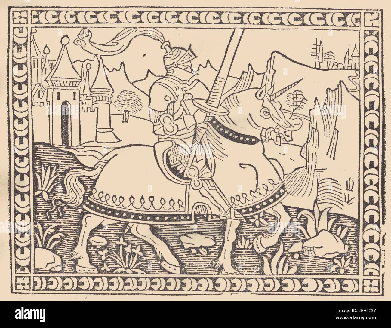 La Giostra di Giuliano de Medici..., ca. 1495-1500. [Giuliano de` Medici justing]. Stockfoto